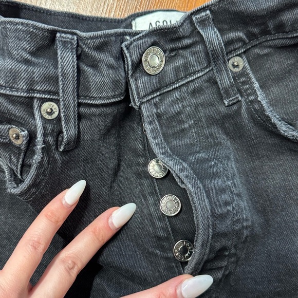 AGOLDE Riley Crop High Rise Straight Black Jeans Size 23 - Picture 4 of 10